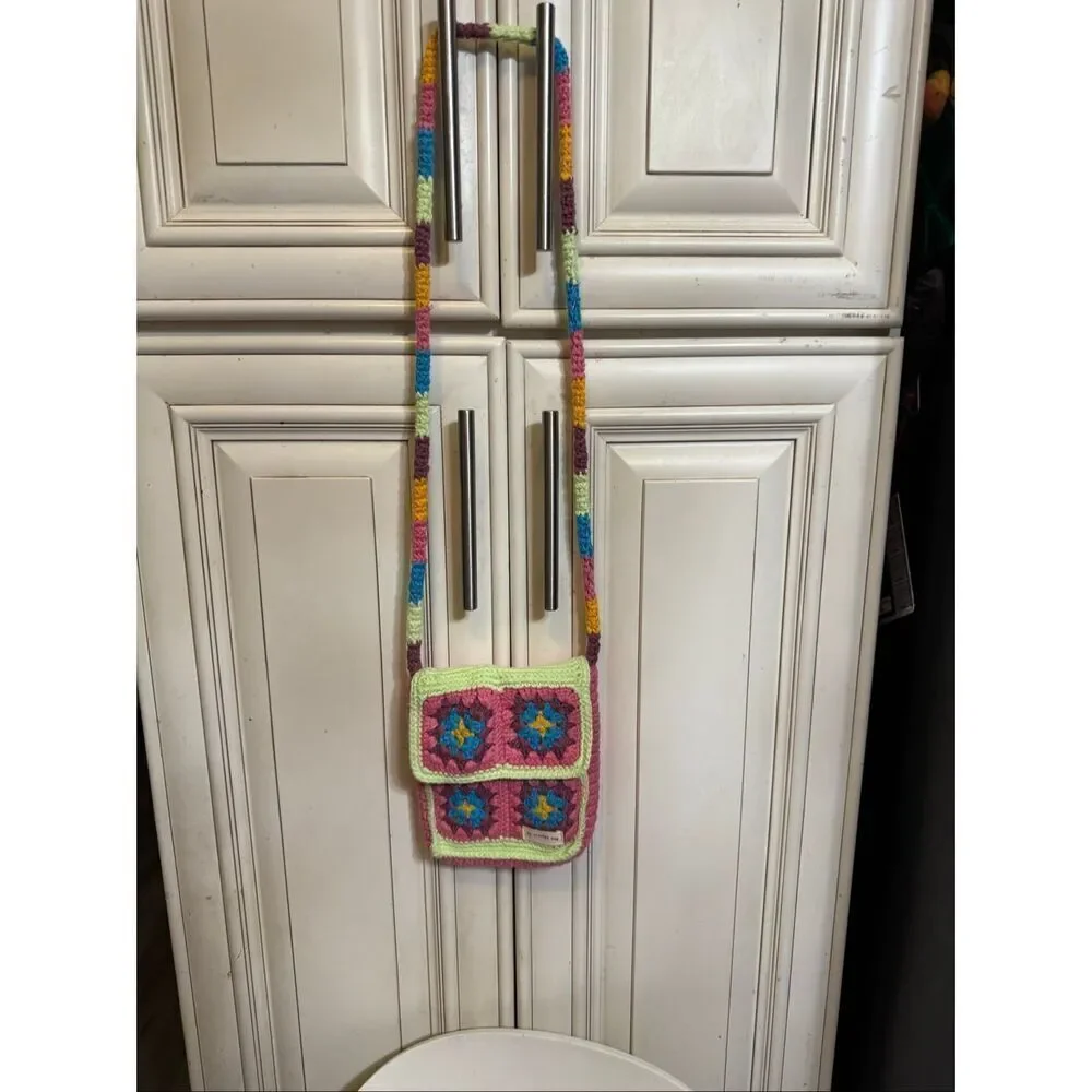 Zara Women's Flap Crochet Floral Sling Crossbody Bag Multicolor Small
